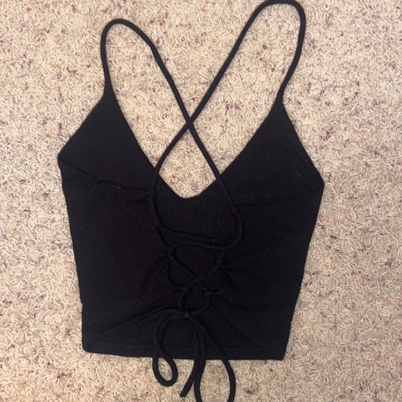 GARAGE black open back crossover tank top - Picture 3 of 4